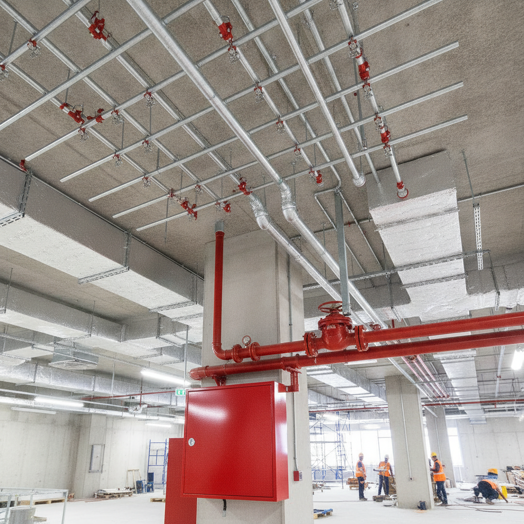 Endüstriyel tesiste sprinkler projesi ve hidrant hattı örnek yerleşimi